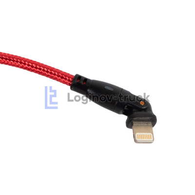 Провод зарядный USB Lightning нейлоновая оплетка 1м с поворотом 180