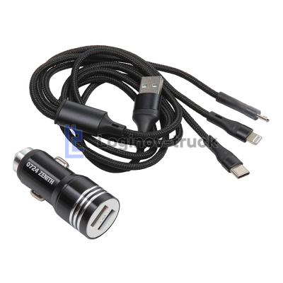 Зарядное устройство 1 USB 1 Type-C быстрая зарядка DC12V-24V iPhone+Android+Type-C (28161)