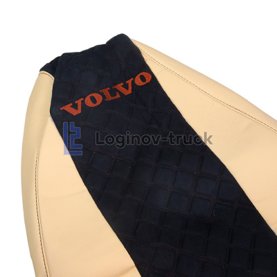 Чехол-сиденья ЭКО КОЖА с Алькантара VOLVO FH/FM/ (2013) Беж-Черн. Корич. стр. (27377)