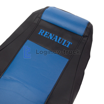 Чехол-сиденья ЭКО КОЖА (синий) RENAULT MAGNUM 2002 (2 ремня) (29244)