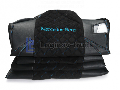 Чехол-сиденья ЭКО КОЖА с Алькантара MERCEDES MP4 с 2013г. Черный Синяя строчка (27297)