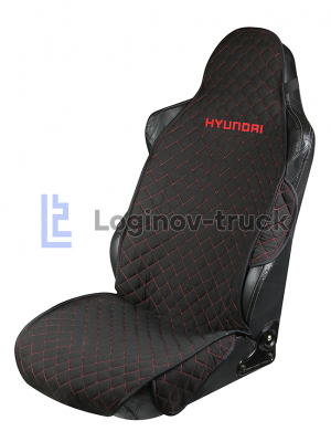 Накидка на сиденья HYUNDAI Жаккард/Ромб/Чёрный/Красная строчка (2шт.) (25782)