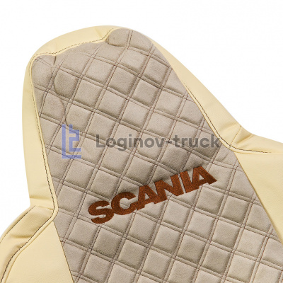 Чехол-сиденья ЭКО КОЖА с Алькантара SCANIA 6 P/G/R/S(2016)  Бежевый,. Кор ст.(27348)