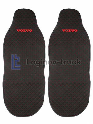 Накидка на сиденья VOLVO Жаккард/Ромб/Чёрный/Красная строчка (2шт.) (25800)