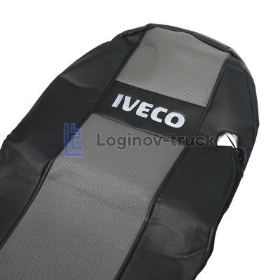 Чехол-сиденья ЭКО КОЖА (серый) IVECO Stralis (2 ремня)(14397)