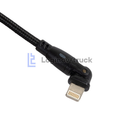 Провод зарядный USB Lightning нейлоновая оплетка 1м с поворотом 180