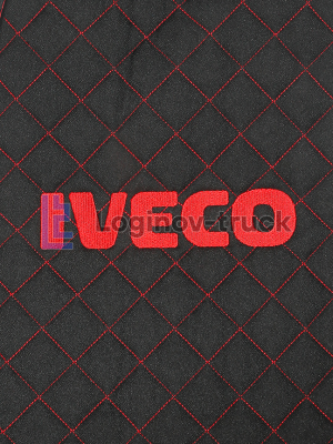 Накидка на сиденья IVECO Жаккард/Ромб/Чёрный/Красная строчка (2шт.) (25784)