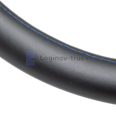 Оплетка на руль 45см Loginov-Truck  Экокожа Черный Синяя отделка (28480)