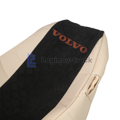 Чехол-сиденья ЭКО КОЖА с Алькантара VOLVO FH/FM/FL (2002-2013) Беж-Чер. Коричн. строчка (26898)