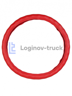 Оплетка на руль 44-46см (DAF, MAN, MB, VOLVO) Экокожа гладкая/Пальцы Красный (25803)