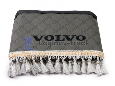 Ламбрекен лоб. стекла + угол с вышивкой VOLVO Эко кожа Ромб Серый (25771)