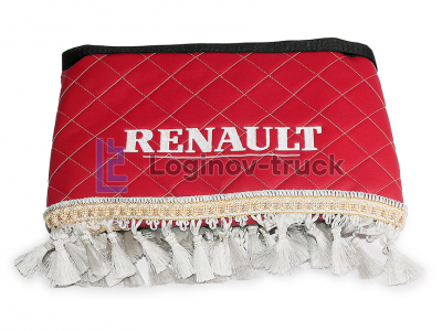 Ламбрекен лоб. стекла + угол с вышивкой RENAULT Эко кожа Ромб Красный (25755)
