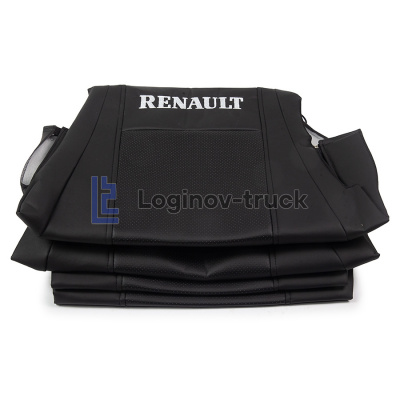 Чехол-сиденья ЭКО КОЖА (черный) RENAULT MAGNUM 2002 (2 ремня) (29243)