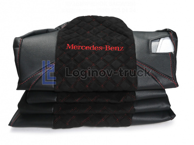 Чехол-сиденья ЭКО КОЖА с Алькантара MERCEDES MP4 с 2013г. Черн. Крас. стр. (27296)