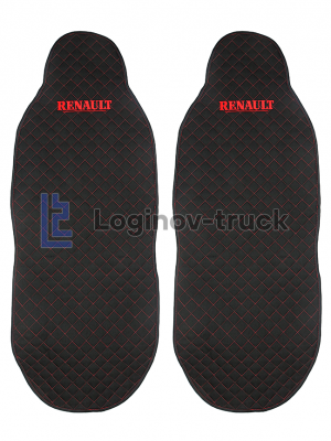 Накидка на сиденья RENAULT Жаккард/Ромб/Чёрный/Красная строчка (2шт.) (25794)