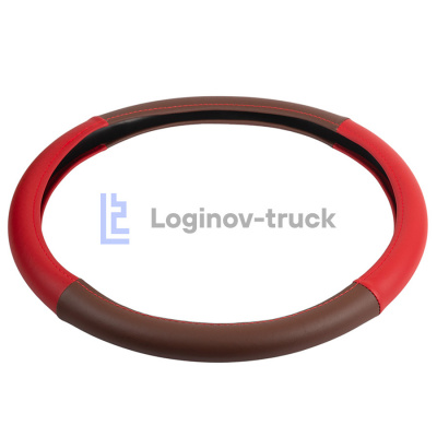 Оплетка на руль 45см Loginov-Truck (DAF, MAN, MB, VOLVO) Экокожа Красно.-Коричневый (28419)