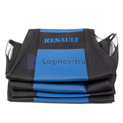 Чехол-сиденья ЭКО КОЖА (синий) RENAULT MAGNUM 2002 (2 ремня) (29244)