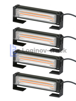 Комплект желтых стробоскопов COB 10-30V (4 шт по 165мм) 8 режимов(25418)