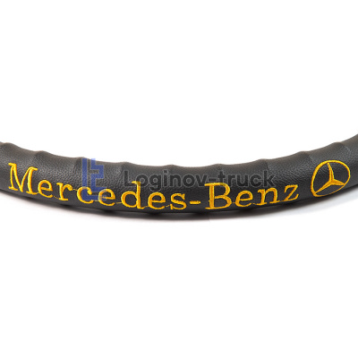 Оплетка на руль 44-46см MERCEDES кожа с вышивкой цвет  Чёрный (27833)
