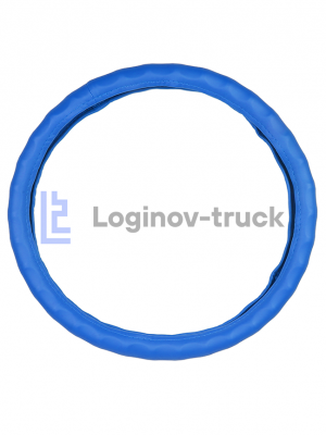 Оплетка на руль 44-46см (DAF, MAN, MB, VOLVO) Экокожа гладкая/Пальцы Синий (25805)