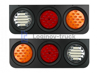 Фонарь  LED Универсальный 3 Круга на платформе 6D-72LED 12-24V (компл. 2шт.) (26992)