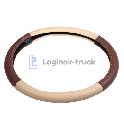 Оплетка на руль 45см Loginov-Truck  Экокожа Перфорация Бежево-Коричневый (28428)