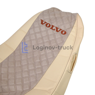 Чехол-сиденья ЭКО КОЖА с Алькантара VOLVO FH/FM/FL (2002-2013) Беж. Корич. стр. (26897)