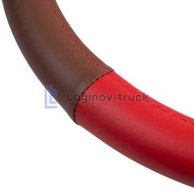 Оплетка на руль 45см Loginov-Truck (DAF, MAN, MB, VOLVO) Экокожа Красно.-Коричневый (28419)