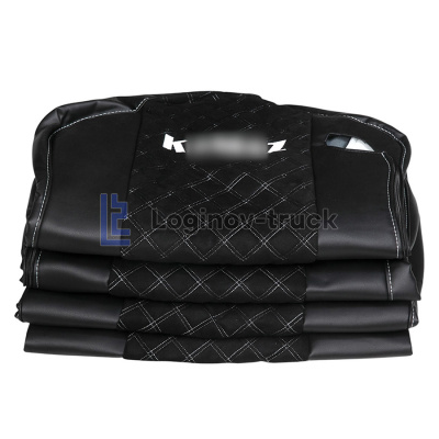 Чехол-сиденья ЭКО КОЖА с Алькантара KZ K5 (54901) с 2019 г. Черный  Белая строчка (26942)