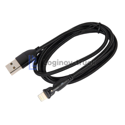Провод зарядный USB Lightning нейлоновая оплетка 1м с поворотом 180
