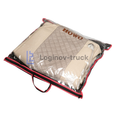Чехол-сиденья ЭКО КОЖА с Алькантара HOWO T5G/T7G с 2021г. Беж. Корич. стр. (26931)