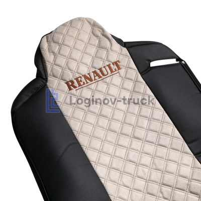 Чехол-сиденья ЭКО КОЖА с Алькантара RENAULT T/K/C с 2013г. Черн-Беж Коричн. строчка (26894)