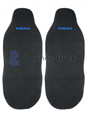 Накидка на сиденья VOLVO Жаккард/Ромб/Чёрный/Синяя строчка (2шт.) (25801)
