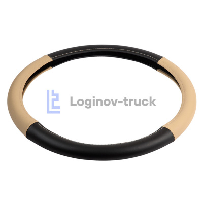 Оплетка на руль 45см Loginov-Truck (DAF, MAN, MB, VOLVO) Экокожа Черно-Бежевый (28454)