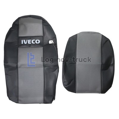 Чехол-сиденья ЭКО КОЖА (серый) IVECO Stralis (2 ремня)(14397)