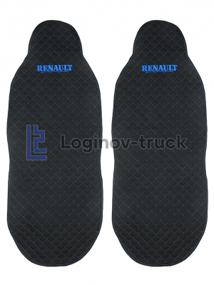 Накидка на сиденья RENAULT Жаккард/Ромб/Чёрный/Синяя строчка (2шт.) (25795)