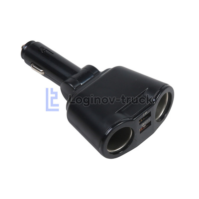 Разветвитель прикур.2 гнезда  2USB QC3.0  12-24 (27731)