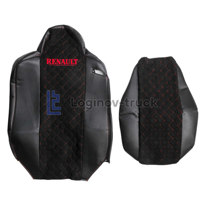 Чехол-сиденья ЭКО КОЖА с Алькантара RENAULT T/K/C с 2013г. Черн. Крас. стр. (26891)