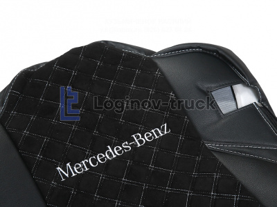 Чехол-сиденья ЭКО КОЖА с Алькантара MERCEDES MP4 с 2013г. Черный Белая строчка (27295)