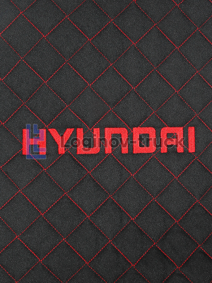 Накидка на сиденья HYUNDAI Жаккард/Ромб/Чёрный/Красная строчка (2шт.) (25782)