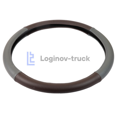 Оплетка на руль 45см Loginov-Truck  Экокожа Перфорация  Серо-Коричневый (28202)