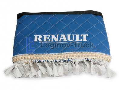 Ламбрекен лоб. стекла + угол с вышивкой RENAULT Эко кожа Ромб Синий (25757)