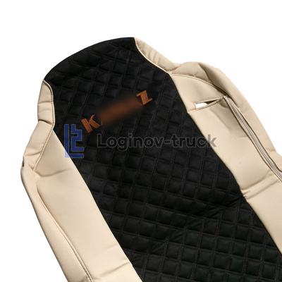 Чехол-сиденья ЭКО КОЖА с Алькантара KZ (5490) с 2020 г. Беж.-Черный  Корич. стр. (27276)
