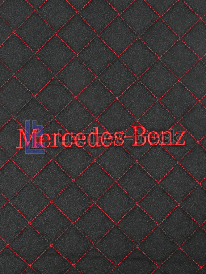Накидка на сиденья MERCEDES Жаккард/Ромб/Чёрный/Красная строчка (2шт.) (25792)