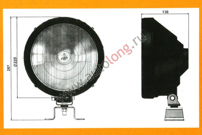 Фара прожектор (D=225 mm) 287х130 мм LED-габарит1хН3 ХРОМ