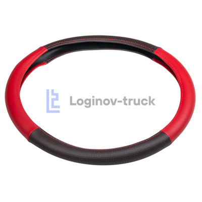 Оплетка на руль 45см Loginov-Truck  Экокожа Перфорация Комбин. Коричнево-Красный (28483)