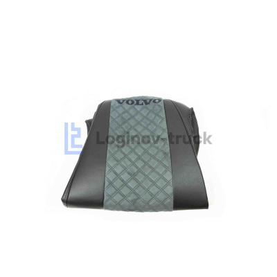 Чехол-сиденья ЭКО КОЖА с Алькантара VOLVO FH/FM/FL (2002-2013) Черный-Серый Черная строчка (26905)