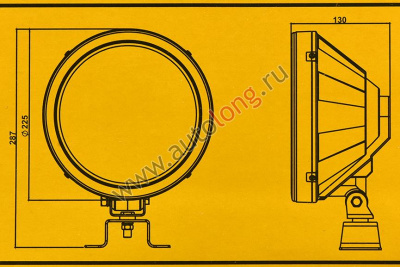 Фара прожектор (D=225 mm) 287х130 мм LED-габарит1хН3