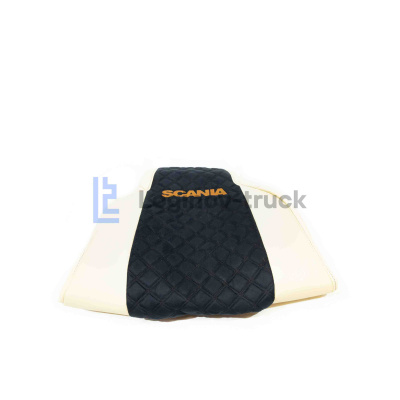 Чехол-сиденья ЭКО КОЖА с Алькантара SCANIA 5 P/G/R/S(2004-2014) (1 выс сид)Беж-Чер. Кор. ст. (27331)