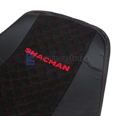 Чехол-сиденья ЭКО КОЖА с Алькантара SHACMAN F2000/F3000 с 2012г. Черн. Крас. стр. (27305)